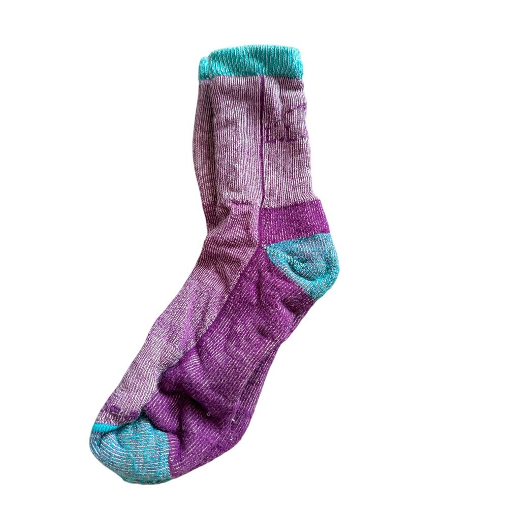 L.L.Bean NoZone Hiking Crew Socks - Insect Repellent Purple Teal